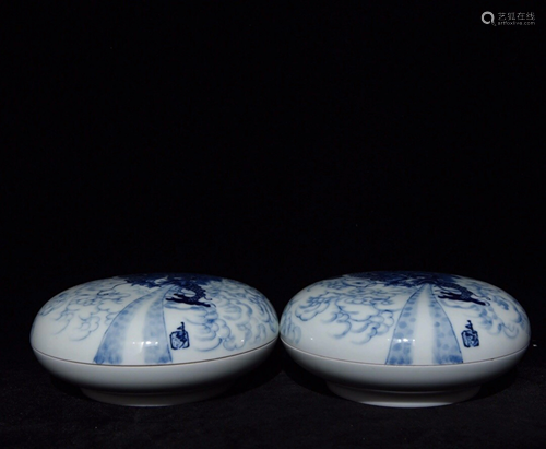 WONG PU BLUE AND WHITE DRAGON PATTERN SE…