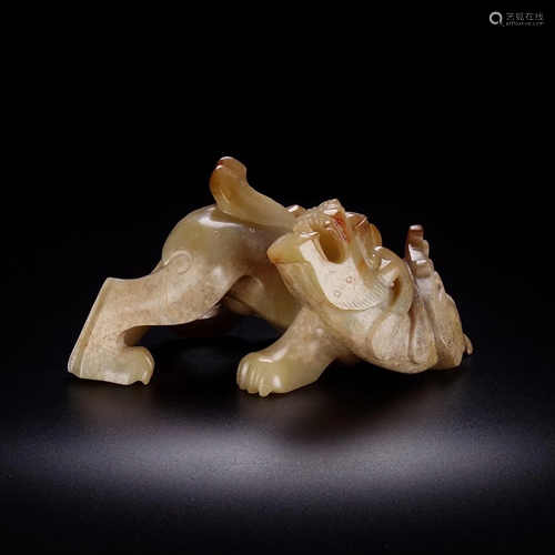 HETIAN JADE FROM MOUTAIN FIGURE OF AUSPICI…