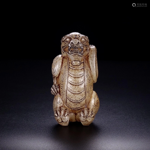 HETIAN JADE FROM MOUTAIN FIGURE OF AUSPICI…