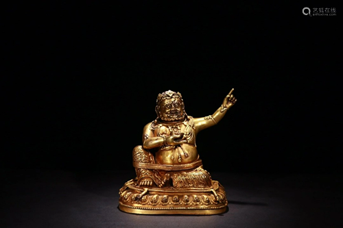 A GILT BRONZE FIGURE OF TREASURE KING MANTRA