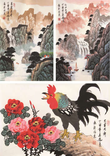 吴进良 山水花鸟画三件