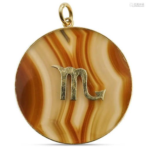 Cartier 18k Gold and Agate Scorpio Pendant