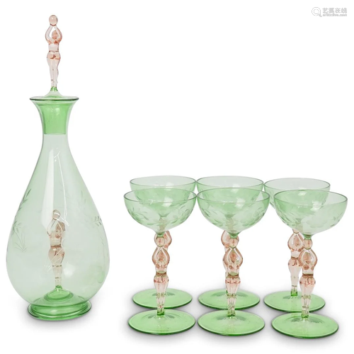 Lauscha Bimini Figural Decanter & Glass Set