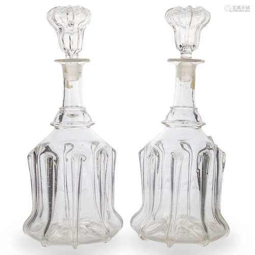 Pair Of Vintage Glass Decanters