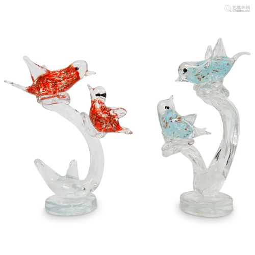 Pair of Murano Glass Birds