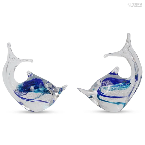 Pair of Murano Glass Dolphins