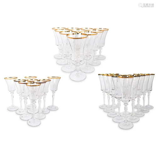 (30 Pc) Set of Gilt Rim Glasses