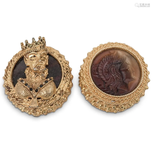 (2 Pc) Florenza Cameo Pill Boxes