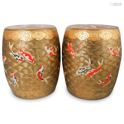 Vintage Gold Japanese Garden Stools