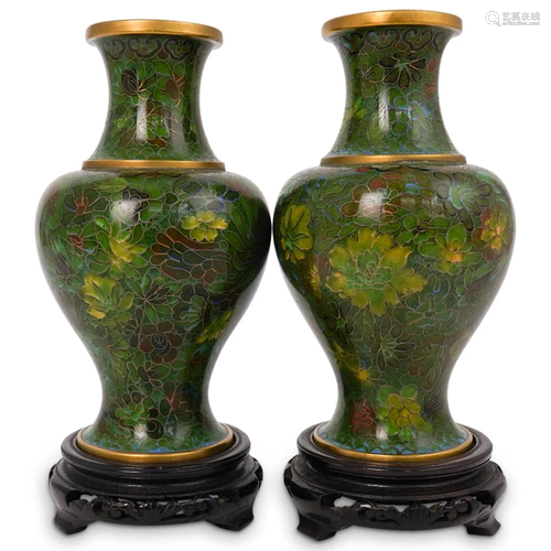 Pair of Chinese Cloisonne Vases