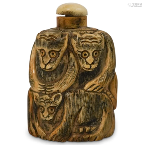 Chinese Carved Bone Snuff Bottle