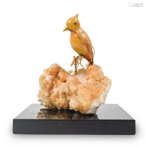 Herbert Klein Style 18k Gold and Semi Precious Bird
