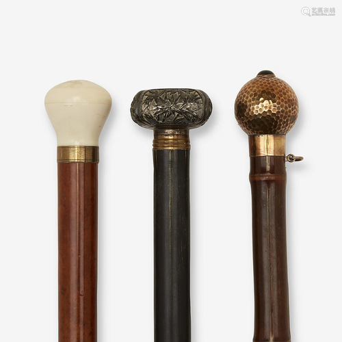 A group of three canes pertaining to writing, Various