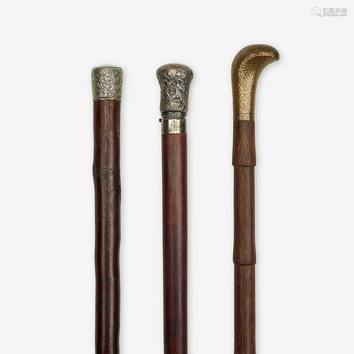 A group of three light canes, Various dates late