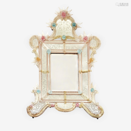 A Venetian Murano glass mirror, 19th century