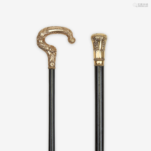 Two gold-mounted ladies' canes, Various dates l…