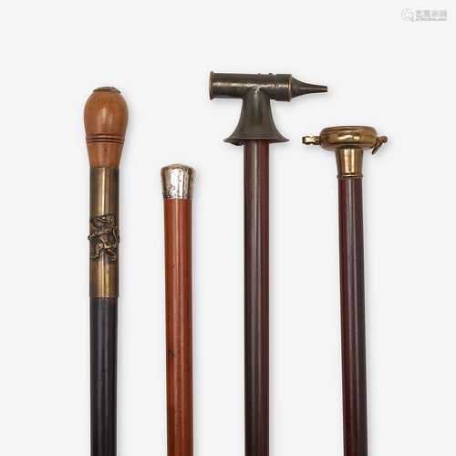 A group of four canes pertaining to medicine, Various