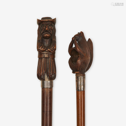 Two nutcracker canes, Various dates early to mid 20th