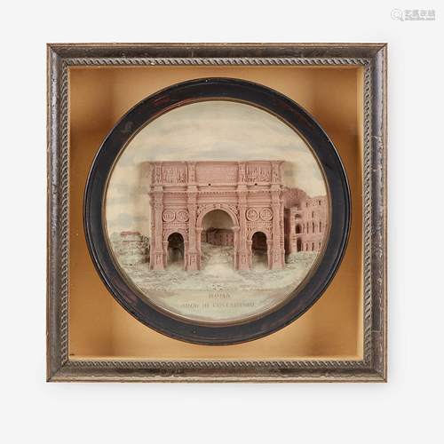 A framed Grand Tour polychrome terracotta plaque …