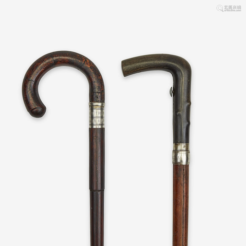 A group of two shotgun canes, Various dates 19th