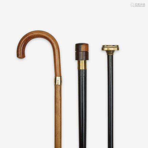 A group of three gentleman's canes, Various d…