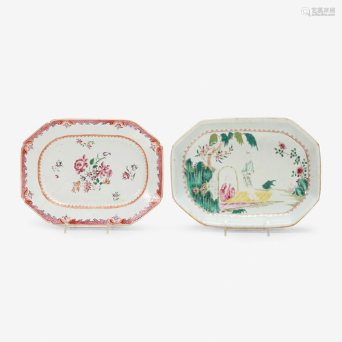 Two Chinese export porcelain famille rose octago…