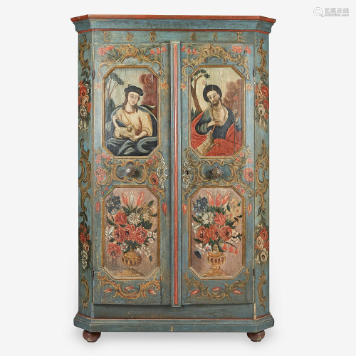 A Spanish or Spanish Colonial polychrome painted a…