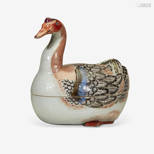 A rare Chinese export porcelain tureen in the form …