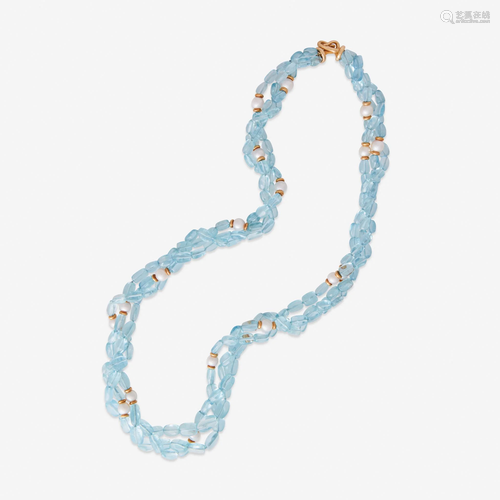 An aquamarine bead necklace, Verdura, 1989