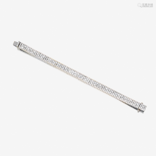 An eighteen karat white gold and diamond bracelet,