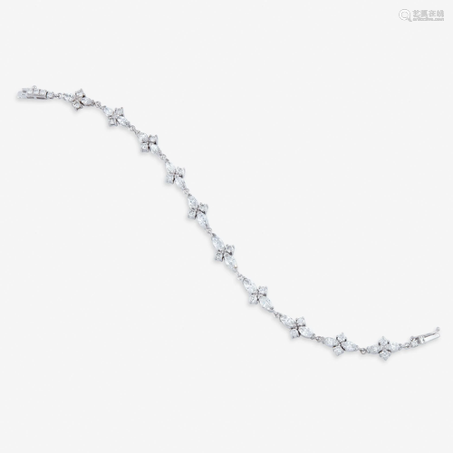 A diamond and eighteen karat white gold bracelet,