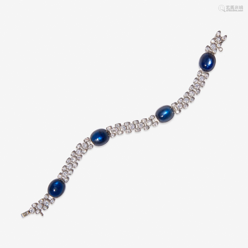 An Art Deco diamond, sapphire, and platinum bracel…