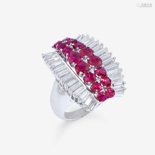 A ruby, diamond, and eighteen karat gold ring,