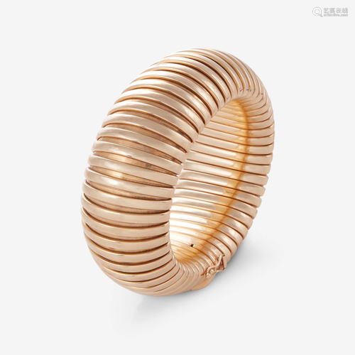 A fourteen karat gold strap bracelet, Italy