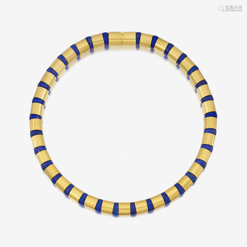 An eighteen karat gold and lapis lazuli necklace, Erich