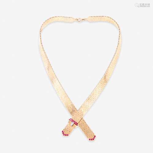 A Retro fourteen karat gold necklace, Tiffany & Co.,