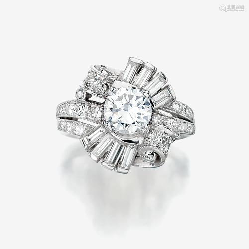 A diamond and platinum ring,