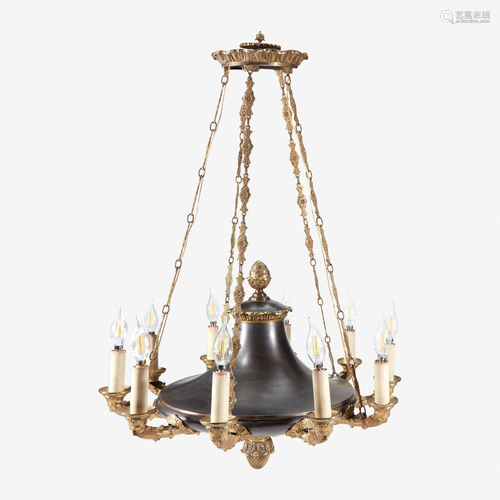 An Empire gilt and patinated bronze ten-light colza