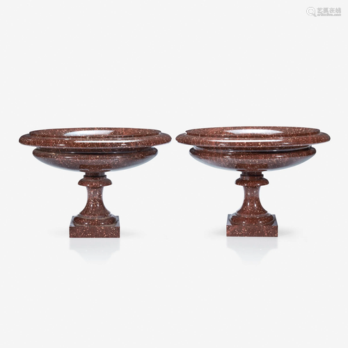 A fine pair of Continental porphyry tazza, 1…