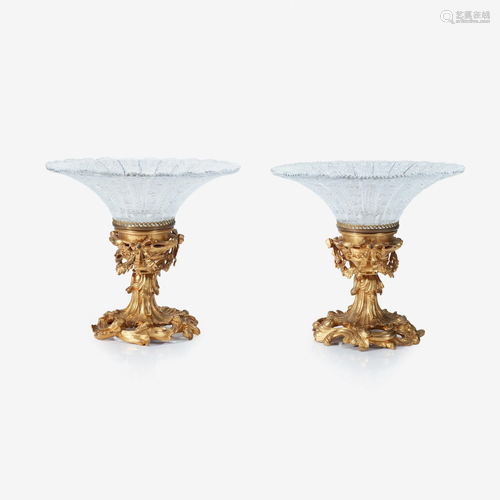 A pair of Louis XV style gilt-bronze and cut glass