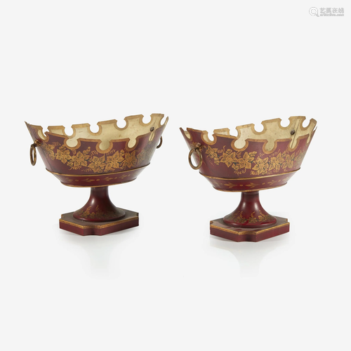 A pair of Louis Philippe tôle peinte chestnut baskets,