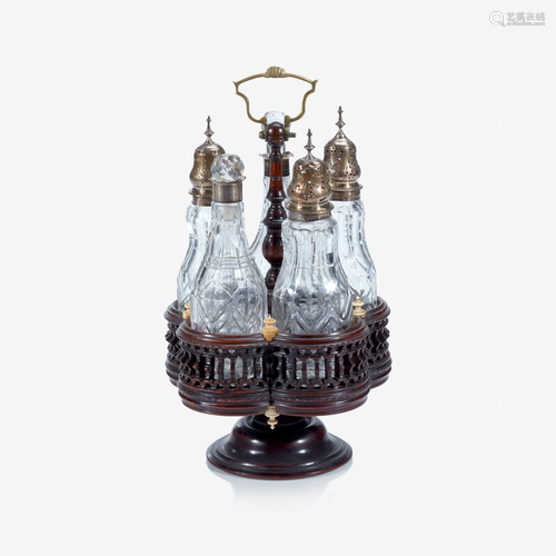 A William IV/Victorian silver mounted cruet set with