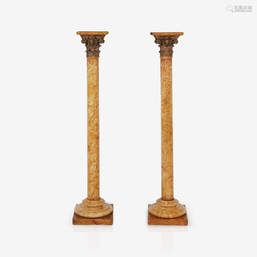 A pair of Victorian giltwood and faux marble Co…