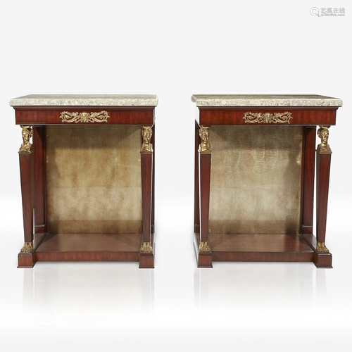 A pair of Empire style giltmetal-mounted mahogany