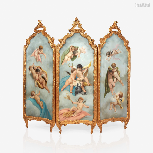 A Belle Époque Louis XV giltwood and oil on canvas