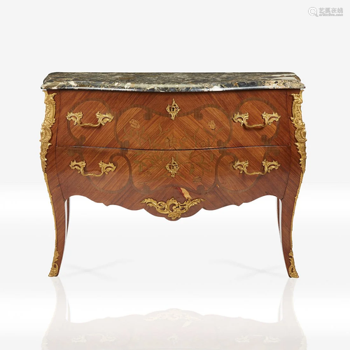 A Louis XV style gilt-metal mounted fruitwood mar…