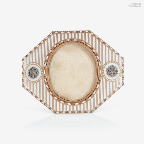 A Fabergé octagonal rose gold and diamond-set …