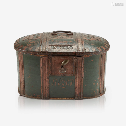 A Continental polychrome painted and iron-…