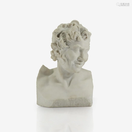 An Italian white marble bust of a faun, 19th century