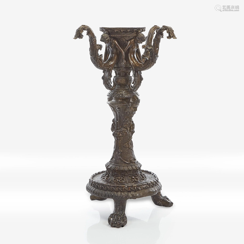 A Napoleon III cast bronze table base, Late 19th